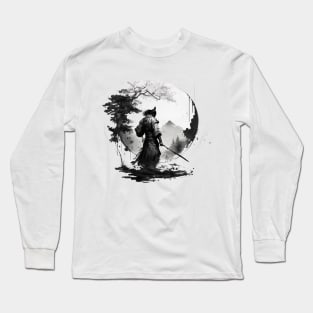 Sumi-e art samurai Long Sleeve T-Shirt